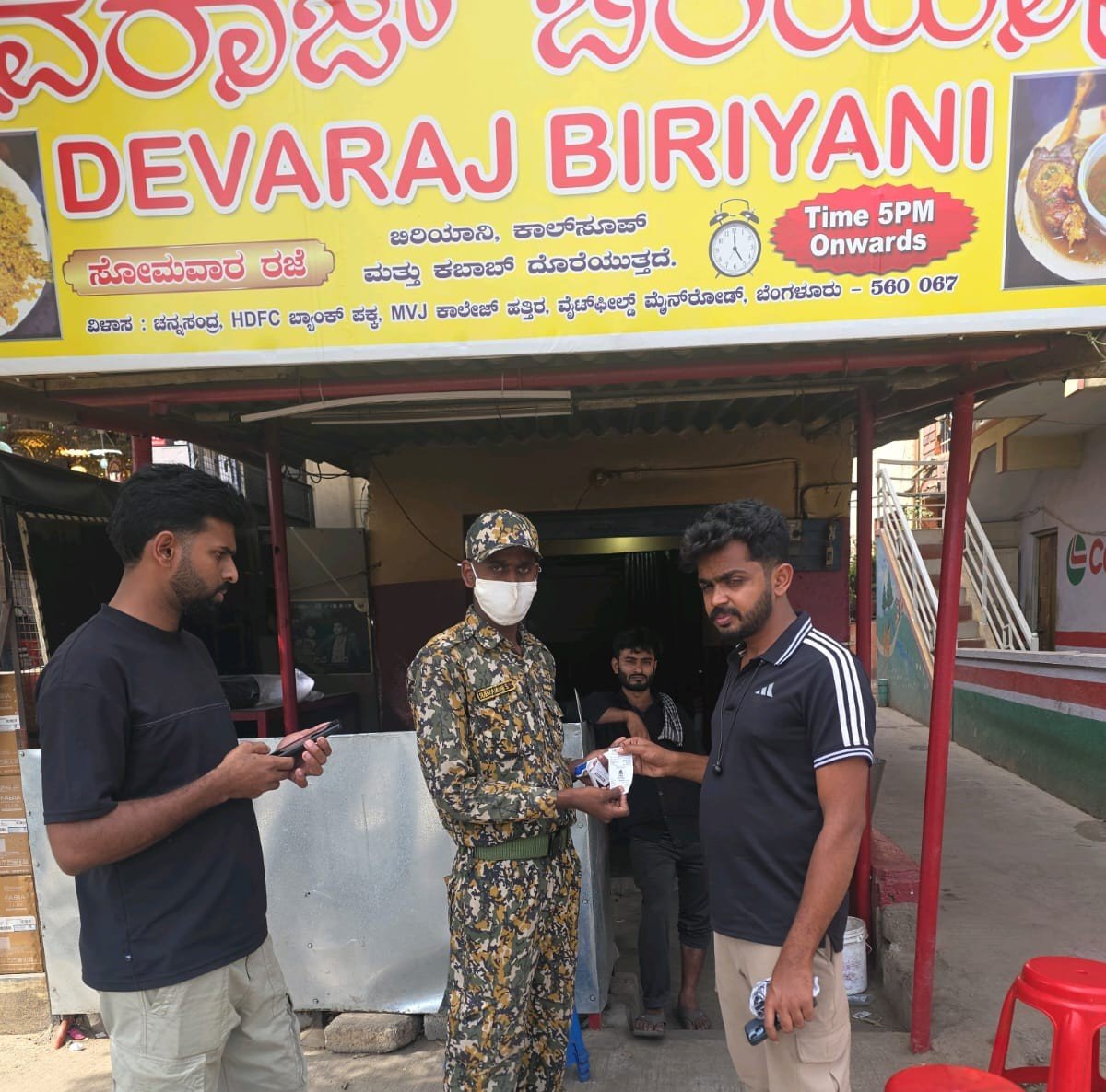 ಕಾಡುಗೋಡಿಯಲ್ಲಿ ರಸ್ತೆ ಬದಿಗೆ ತ್ಯಾಜ್ಯ ಸುರಿದ ಬಿರಿಯಾನಿ ಅಂಗಡಿಗೆ ₹5,000 ದಂಡ