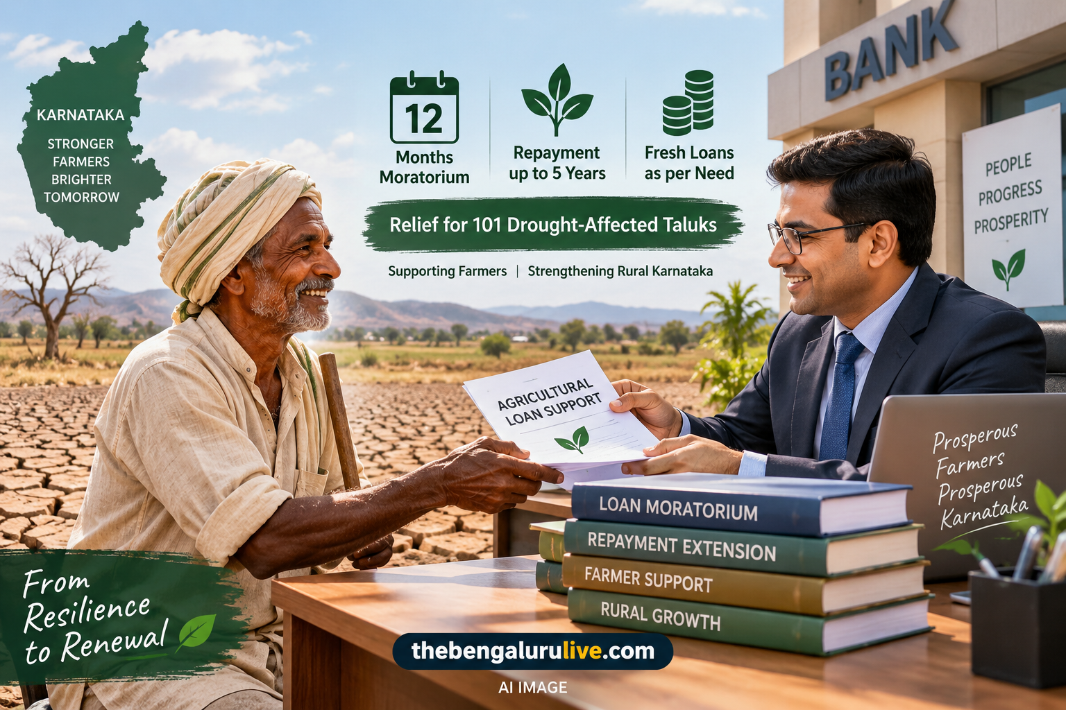 ಕರ್ನಾಟಕದ ಬರಪೀಡಿತ 101 ತಾಲೂಕುಗಳ ರೈತರಿಗೆ ಸಾಲ ಪರಿಹಾರ; 12 ತಿಂಗಳ ಮೊರಟೋರಿಯಂ, ಮರುಪಾವತಿ ಅವಧಿ 5 ವರ್ಷಗಳವರೆಗೆ ವಿಸ್ತರಣೆ