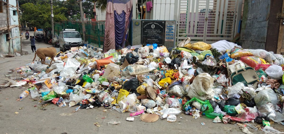 ರಸ್ತೆಬದಿಯಲ್ಲಿ ರಾಶಿಯಾಗಿರುವ ಕಸ; ಕಡತಚಿತ್ರ